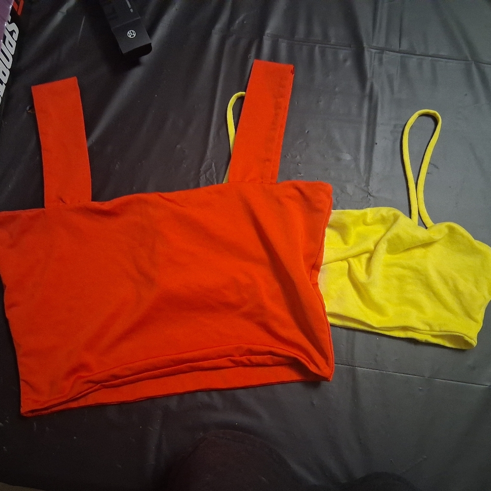 Red and Yellow Crop Top Set